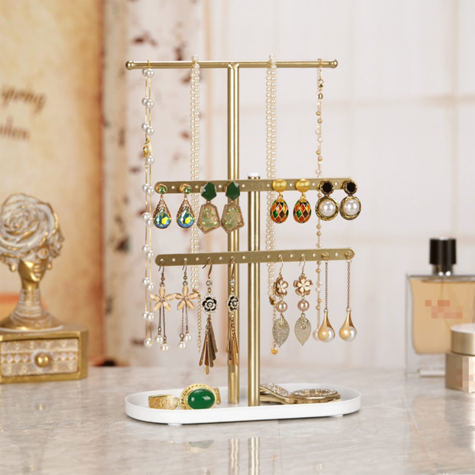 Jewelry Display Stand Perforat - Home Decor Organizer ulasan dan harga