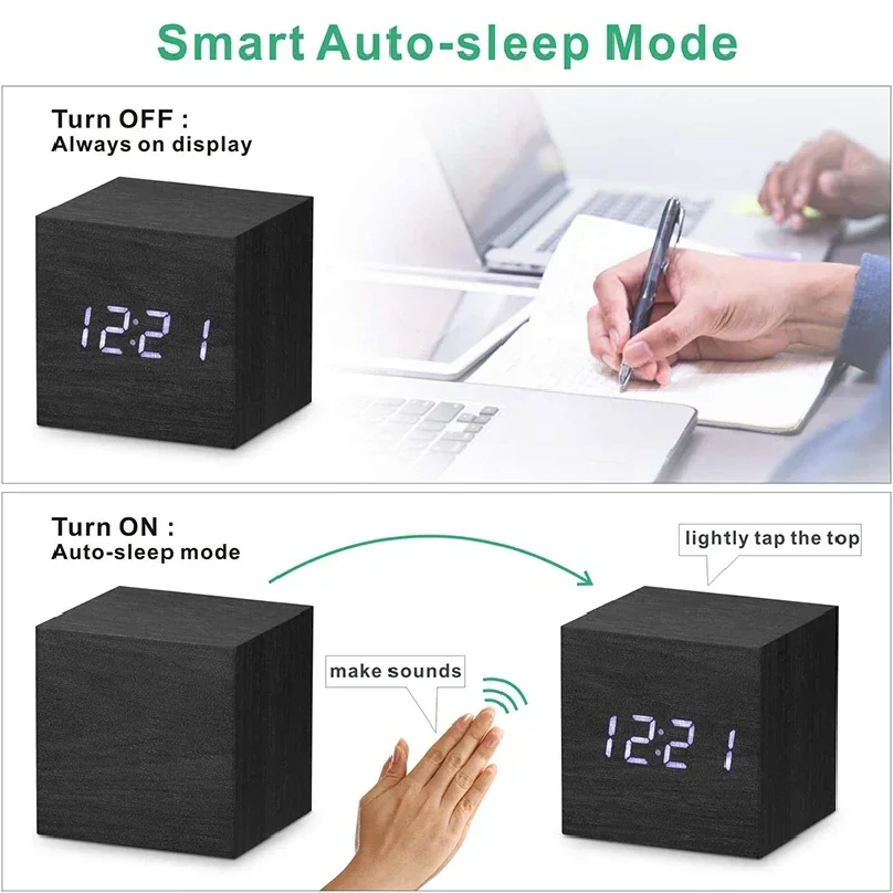 Wooden Digital Alarm Clock wit - Vintage Alarm Clock ulasan dan harga