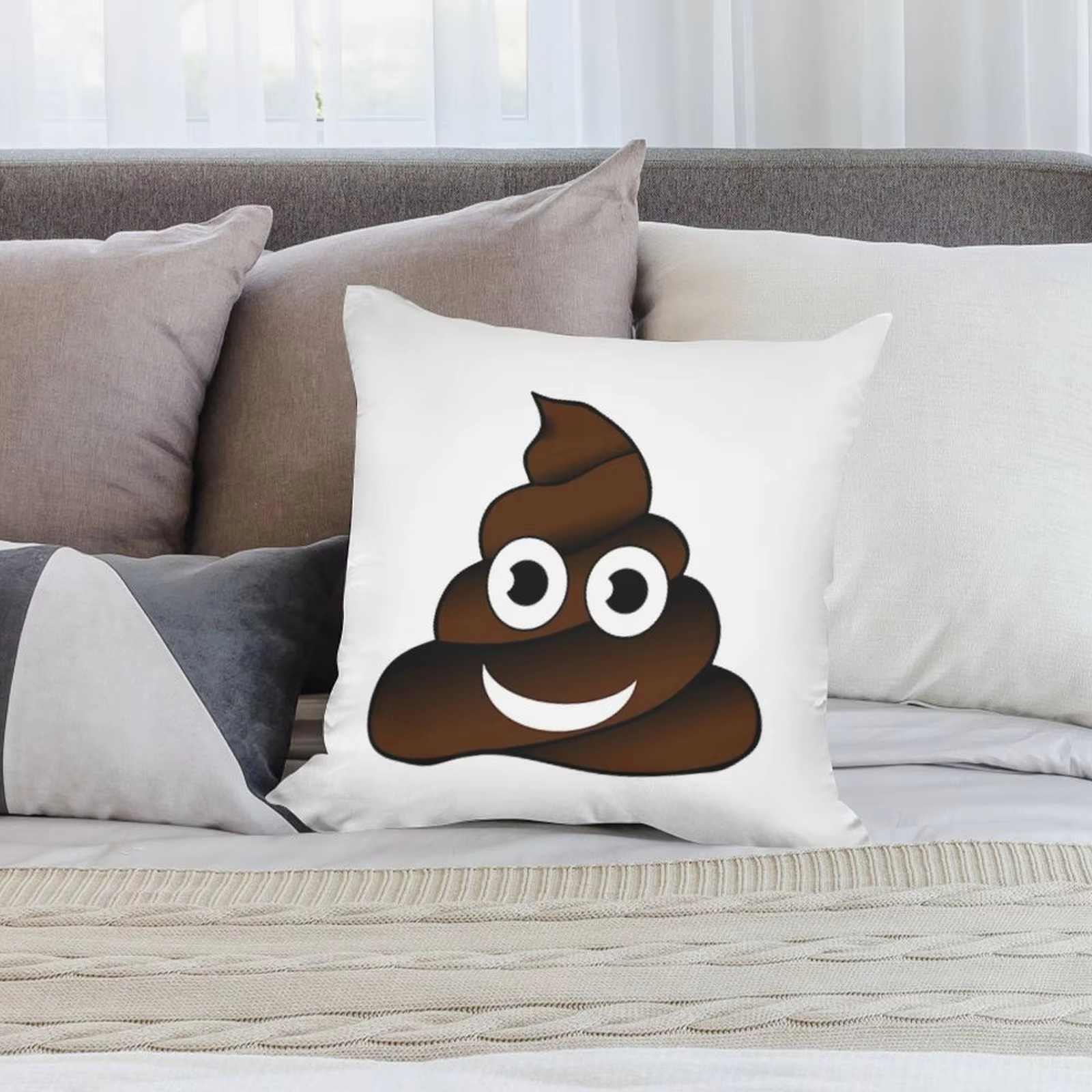 Double Sided Funny Poop Pillow - Home Decor Emoji ulasan dan harga