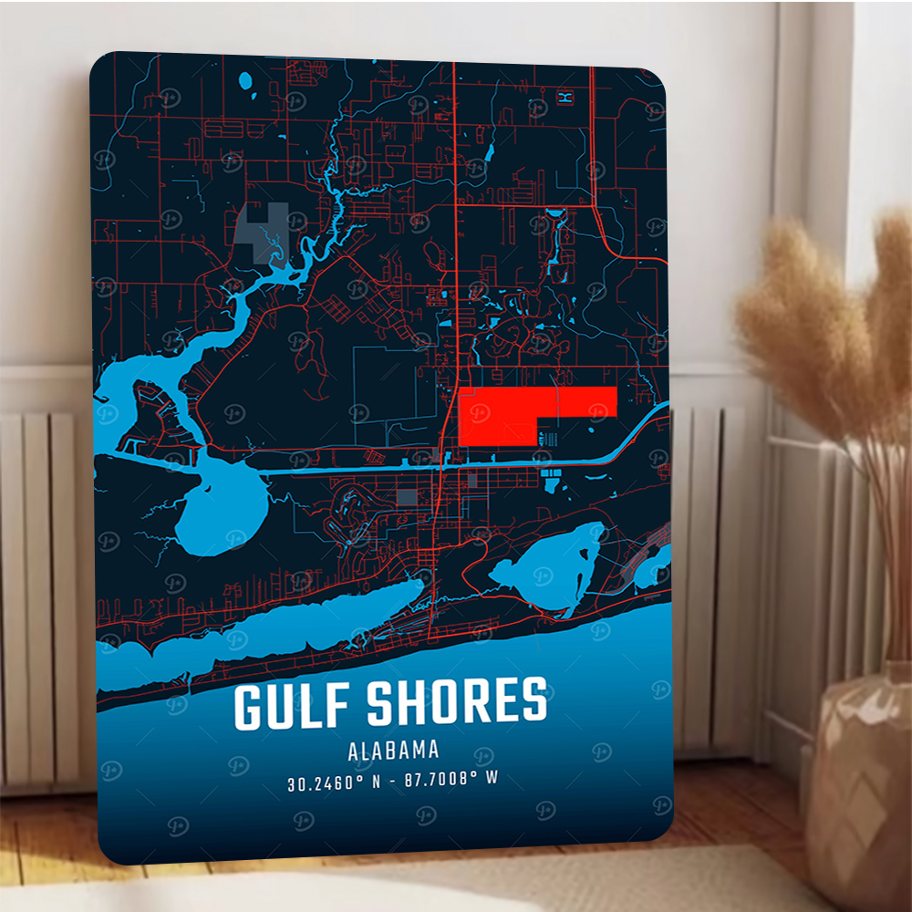 Gulf Shores Alabama Map Metal  - Home Decor Location ulasan dan harga